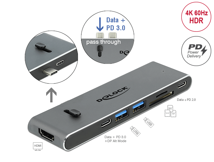 Delock Dockingstation Dual USB Type-C™ mit HDMI / USB 3.2 / SD / PD 3.0