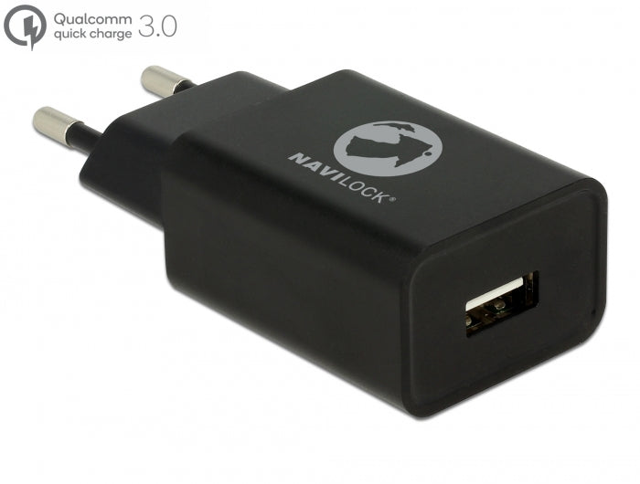 Navilock Ladegerät 1 x USB Typ A mit Qualcomm® Quick Charge™ 3.0 schwarz
