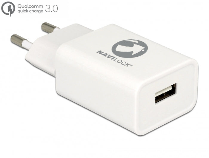 Navilock Ladegerät 1 x USB Typ-A mit Qualcomm® Quick Charge™ 3.0 weiß