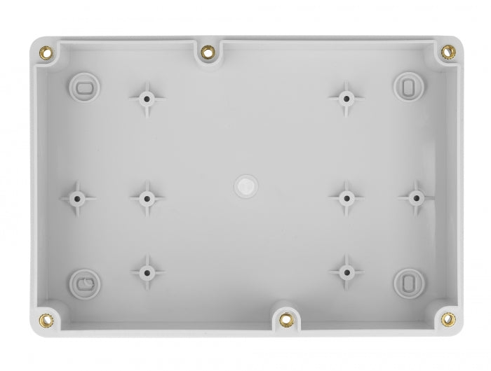 Delock Installationsgehäuse mit Kabeleinführungen 180 x 125 x 57 mm grau