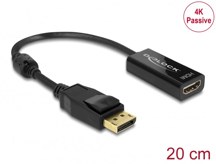 Delock Adapter DisplayPort 1.2 Stecker > HDMI Buchse 4K Passiv schwarz