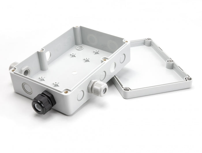 Delock Installationsgehäuse mit Kabeleinführungen 180 x 125 x 57 mm grau
