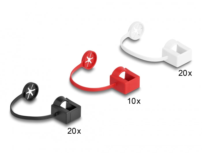 Delock Staubschutz für RJ45 Stecker mit Befestigungsclip 50er Set farbig