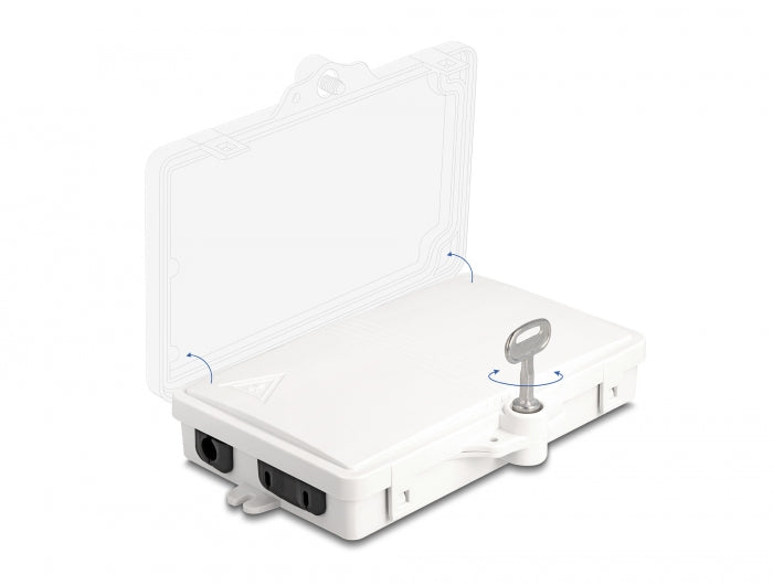 Delock LWL Verteilerbox für Innen- und Außenbereich IP65 wasserfest abschließbar 2 Port weiß
