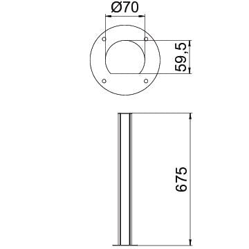BETTERMANN Installationssäule Alu 675mm ISSRHSM45SW rnd eins Standfuß sw