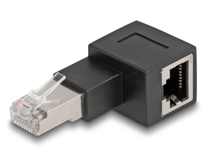 Delock RJ45 Stecker zu RJ45 Buchse Adapter Cat.6A 90° nach rechts gewinkelt