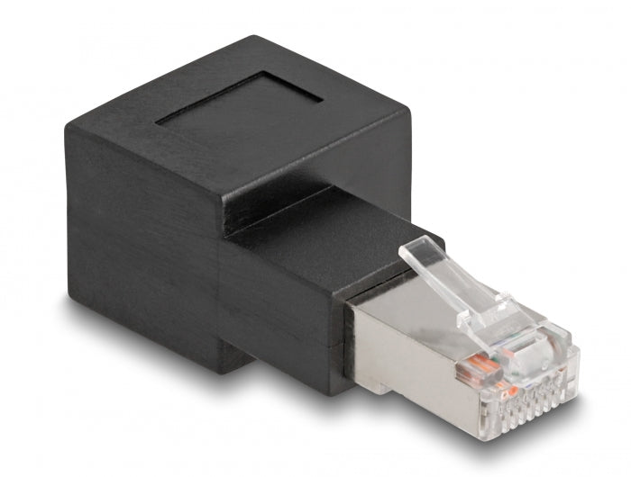 Delock RJ45 Stecker zu RJ45 Buchse Adapter Cat.6A 90° nach rechts gewinkelt