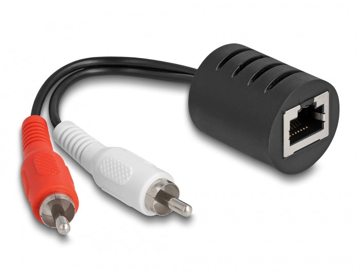 Delock Stereo Audio Extender RJ45 Buchse zu 2 x Cinch Stecker Cat.5 bis 50 m Set 2 Stück