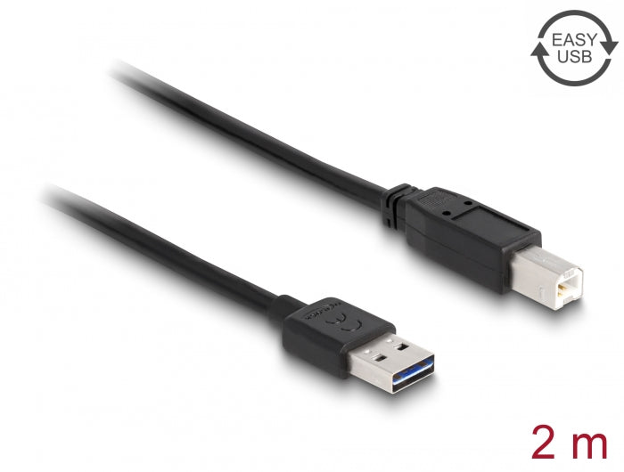Delock Kabel EASY-USB 2.0 Typ-A Stecker > USB 2.0 Typ-B Stecker 2 m schwarz