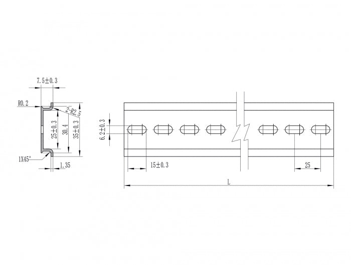 Delock Hutschiene 35 x 7,5 mm (19") Aluminium