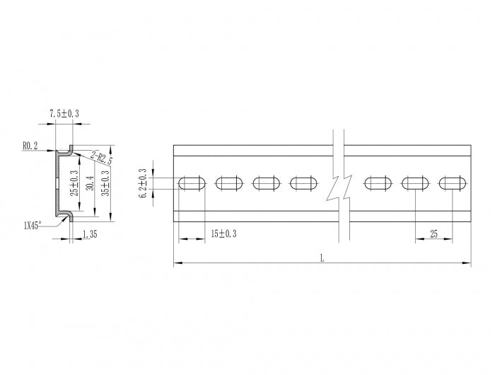 Delock Hutschiene 35 x 7,5 mm (10") Aluminium