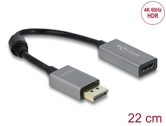 Delock Aktiver DisplayPort 1.4 zu HDMI Adapter 4K 60 Hz (HDR)