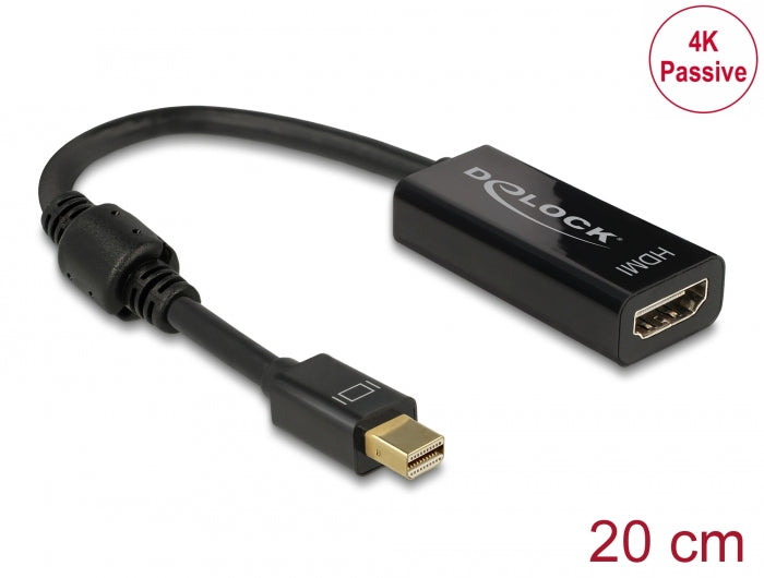 Delock Adapter mini DisplayPort 1.2 Stecker > HDMI Buchse 4K Passiv schwarz
