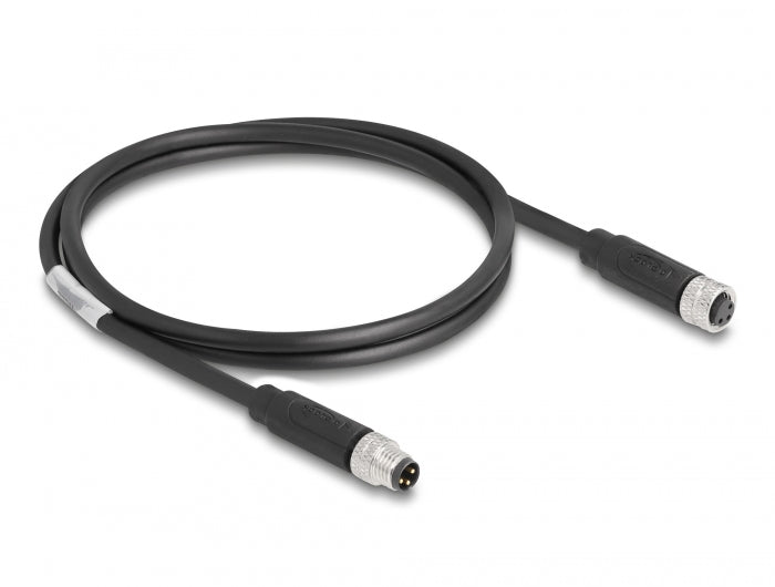 Delock M8 A-kodiert 3 Pin Kabel Stecker zu Buchse PUR (TPU) 1 m