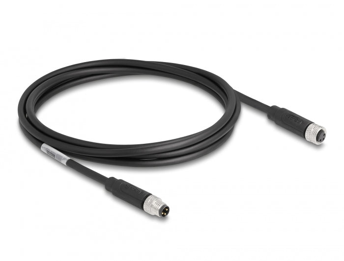 Delock M8 A-kodiert 3 Pin Kabel Stecker zu Buchse PUR (TPU) 2 m