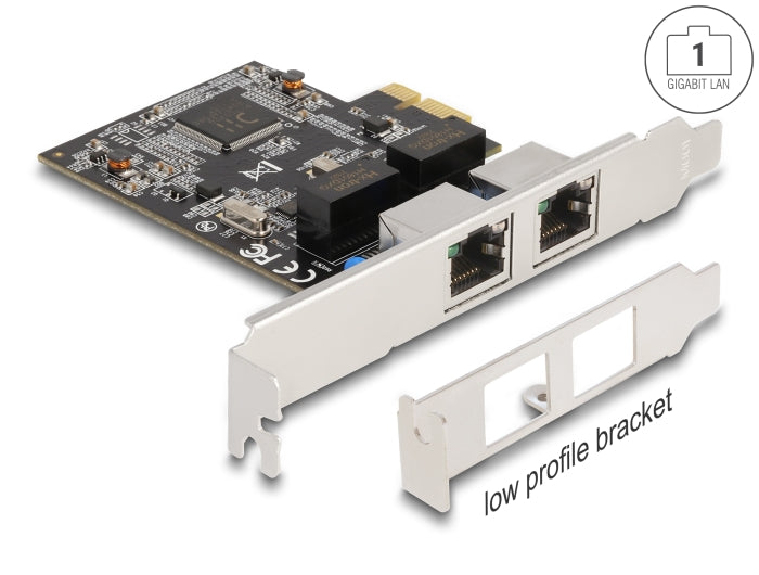 Delock PCI Express x1 Netzwerkkarte Gigabit LAN 2 x RJ45 RTL8111