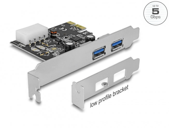 Delock PCI Express x1 Karte > 2 x extern SuperSpeed USB 5 Gbps (USB 3.2 Gen 1) Typ-A Buchse