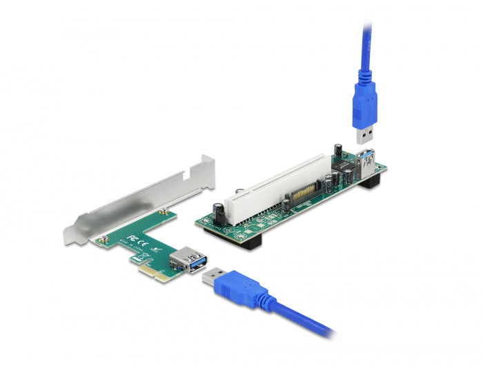 Delock Riser Karte PCI Express x1 zu 1 x PCI 32 Bit Slot mit 60 cm Kabel