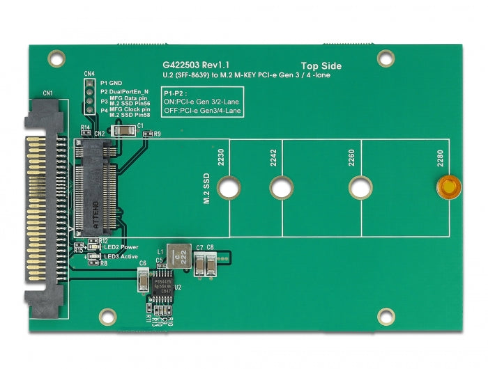 Delock Konverter U.2 SFF-8639 > M.2 NVMe Key M