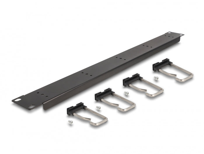 Delock 19″ Kabelmanagement Rangierpanel mit 5 Metallbügel 1 HE schwarz