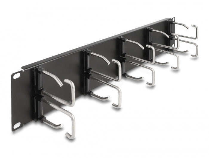 Delock 19″ Kabelmanagement Rangierpanel mit 10 Metallbügel 2 HE schwarz