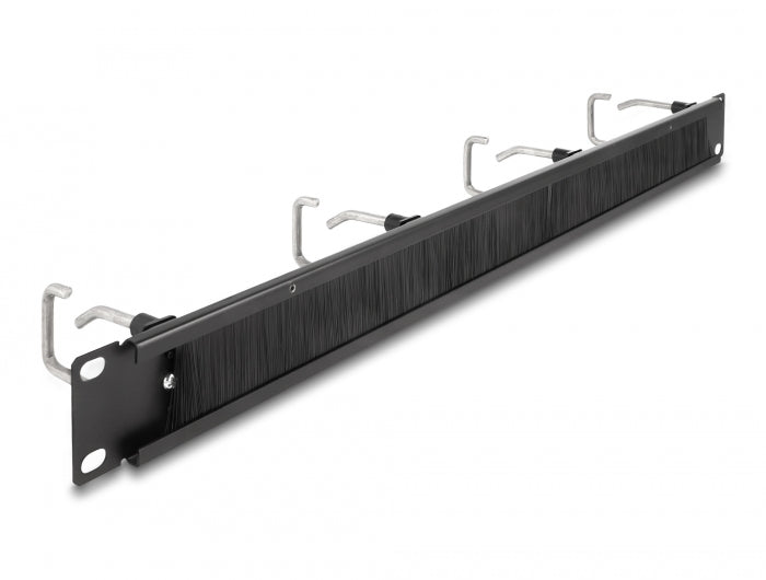 Delock 19″ Kabelmanagement Bürstenleiste mit 4 Metallbügel 1 HE schwarz