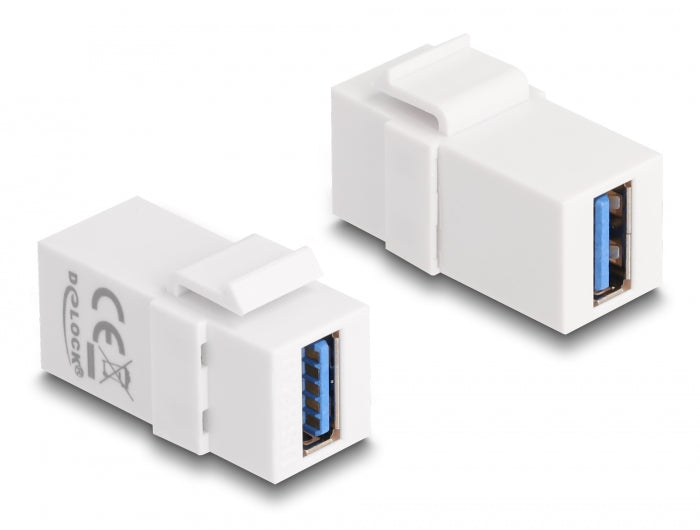 Delock Keystone Modul USB 5 Gbps A Buchse zu USB 5 Gbps A Buchse weiß (1:1)