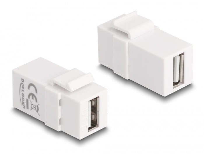 Delock Keystone Modul USB 2.0 A Buchse zu USB 2.0 A Buchse weiß