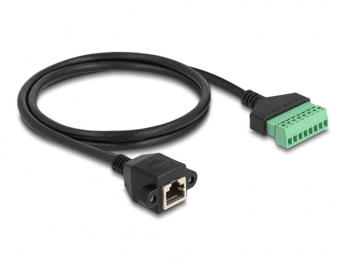 Delock RJ45 Kabel Cat.6 Buchse zu Terminalblock Adapter zum Einbau 1 m 2-teilig