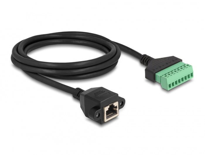 Delock RJ45 Kabel Cat.6 Buchse zu Terminalblock Adapter zum Einbau 2 m 2-teilig