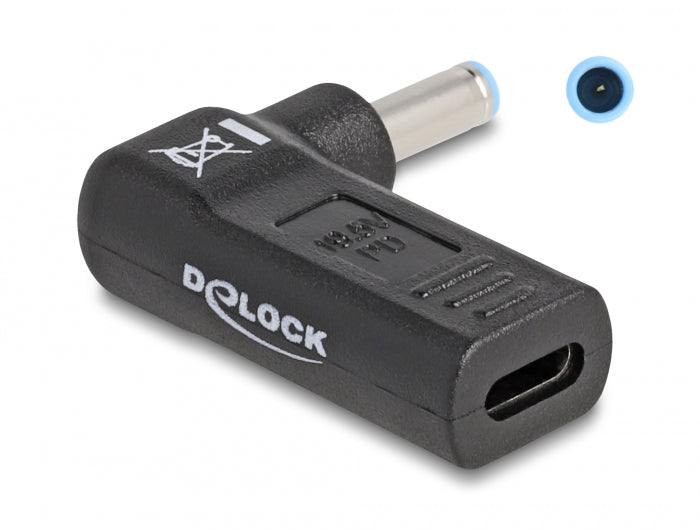 Delock Adapter für Notebook Ladekabel USB Type-C™ Buchse zu HP 4,5 x 3,0 mm Stecker 90° gewinkelt