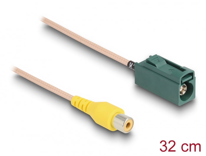 Delock Kabel FAKRA E Buchse zu Cinch Buchse RG-179 32 cm