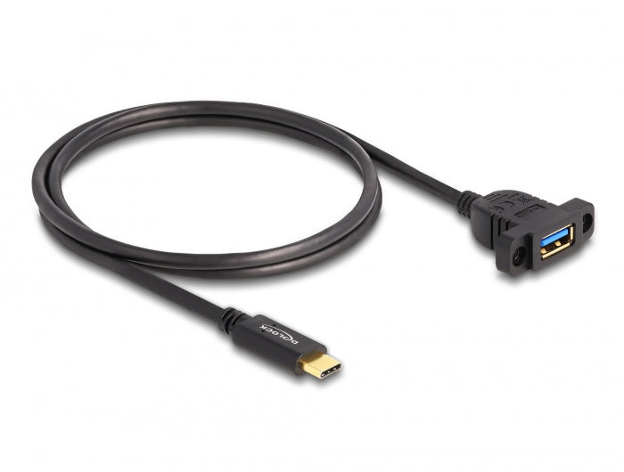Delock SuperSpeed USB 10 Gbps (USB 3.2 Gen 2) Kabel USB Type-C™ Stecker zu USB Typ-A Buchse 1 m zum Einbau schwarz