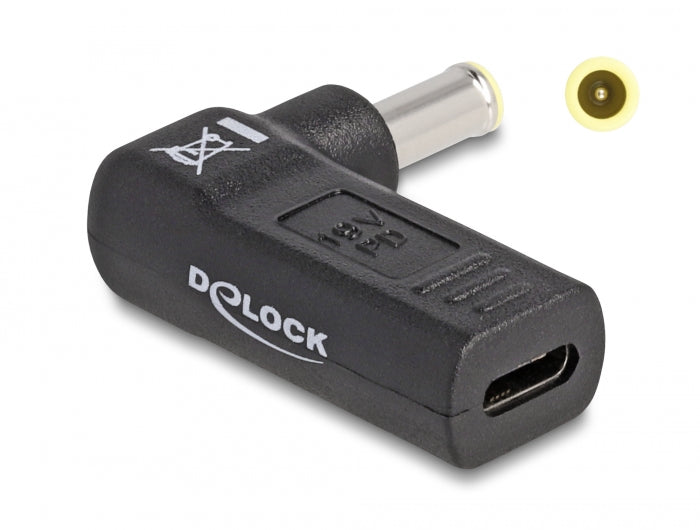 Delock Adapter für Notebook Ladekabel USB Type-C™ Buchse zu Samsung 5,5 x 3,0 mm Stecker 90° gewinkelt