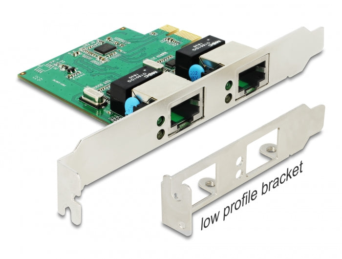 Delock PCI Express x1 Netzwerkkarte Gigabit LAN 2 x RJ45 RTL8111