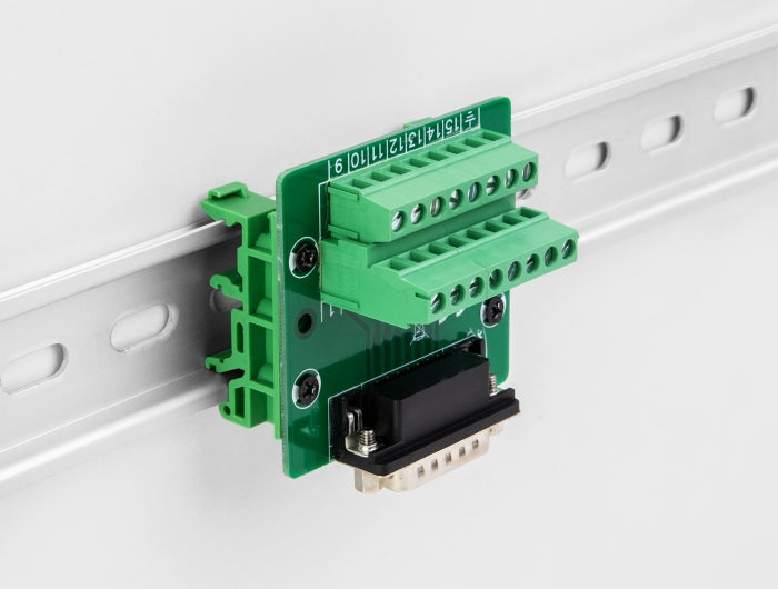 Delock D-Sub 15 Pin Stecker zu Terminalblock für Hutschiene