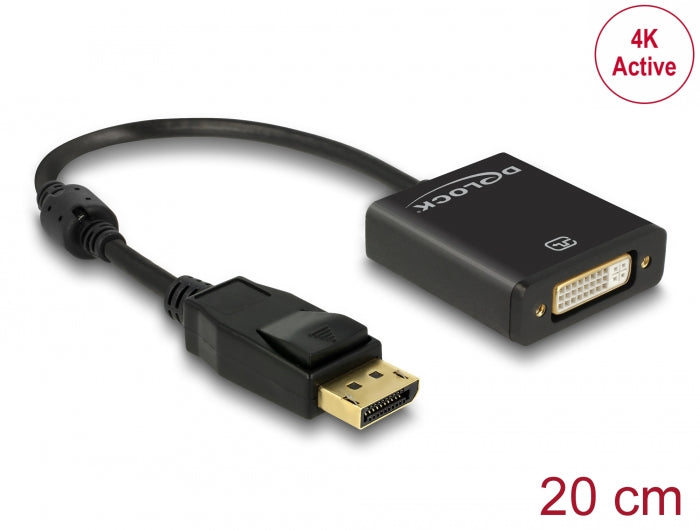 Delock Adapter DisplayPort 1.2 Stecker > DVI Buchse 4K Aktiv schwarz