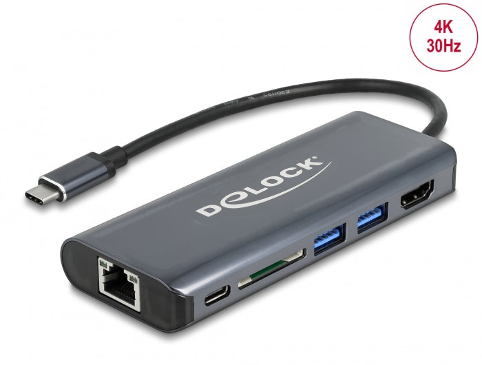 Delock USB Type-C™ 3.1 Dockingstation HDMI 4K 30 Hz, Gigabit LAN und USB PD Funktion