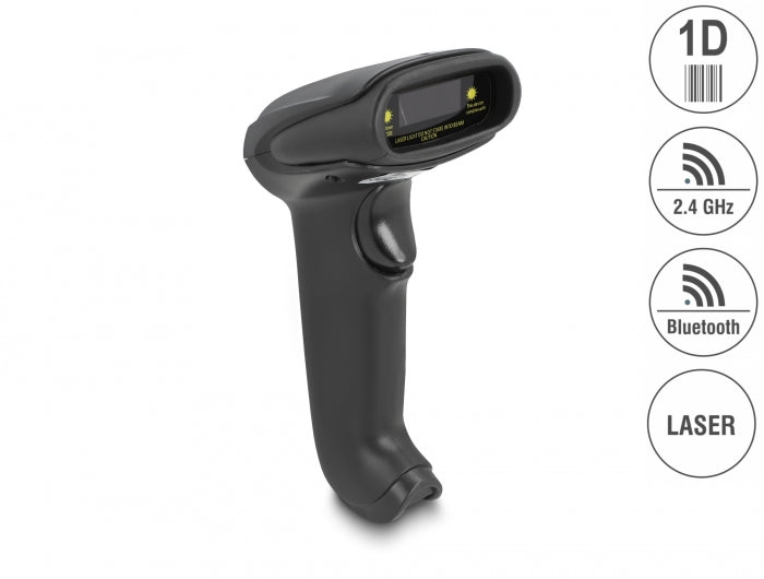 Delock Barcode Scanner 1D Laser für 2.4 GHz, Bluetooth oder USB