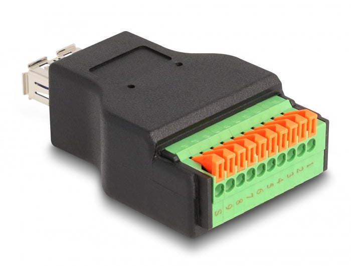 Delock USB 3.2 Gen 1 Typ-A Buchse zu Terminalblock Adapter mit Drucktaster