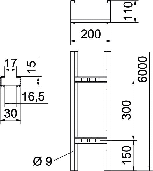 BETTERMANN Kabelleiter 110x200x6000mm WKLG-Serie WKLG 1120 A2 Profil ungelocht