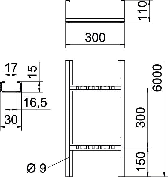 BETTERMANN Kabelleiter 110x300x6000mm WKLG-Serie WKLG 1130 A2 Profil ungelocht