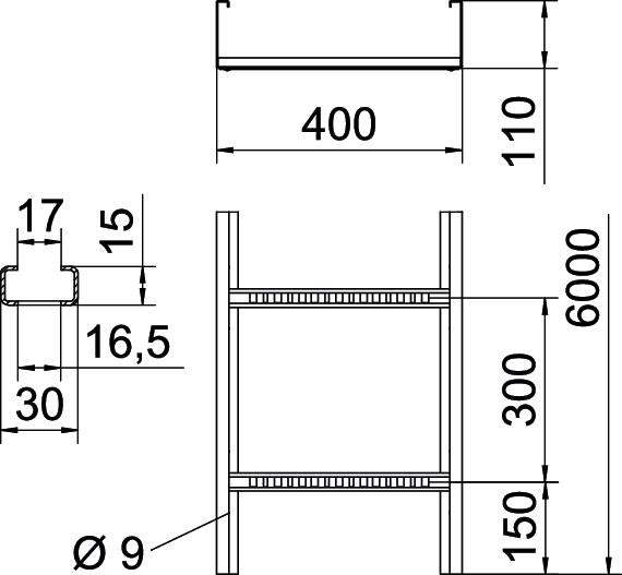 BETTERMANN Kabelleiter 110x400x6000mm WKLG-Serie WKLG 1140 A4 Profil ungelocht