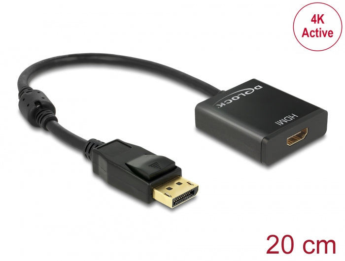Delock Adapter DisplayPort 1.2 Stecker > HDMI Buchse 4K Aktiv schwarz