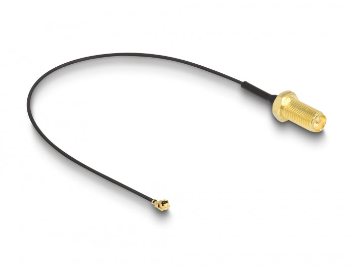 Delock Antennenkabel RP-SMA Buchse zum Einbau zu I-PEX Inc., MHF® I Stecker 1.13 20 cm Gewindelänge 10 mm