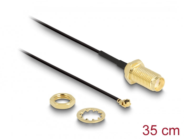 Delock Antennenkabel SMA Buchse zum Einbau zu I-PEX Inc., MHF® I Stecker 1.13 35 cm Gewindelänge 10 mm