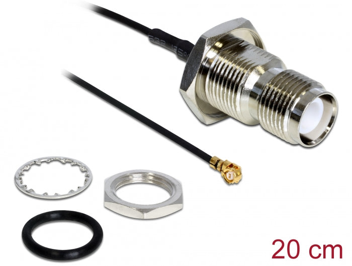 Delock Antennenkabel RP-TNC Buchse zum Einbau zu I-PEX Inc., MHF® I Stecker 1.37 20 cm spritzwassergeschützt