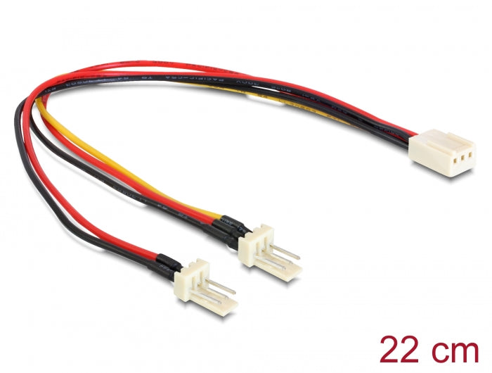 Delock Kabel Molex 3 Pin Buchse > 2 x Molex 3 Pin Stecker (Lüfter) 22 cm