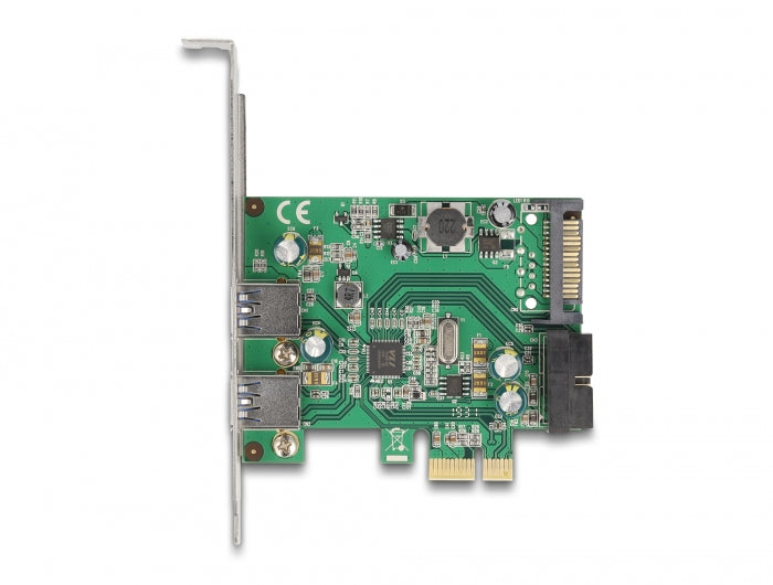 Delock PCI Express x1 Karte zu 2 x extern USB 3.2 Gen 1 Typ-A + 1 x intern 19 Pin USB Pfostenstecker - Low Profile Formfaktor