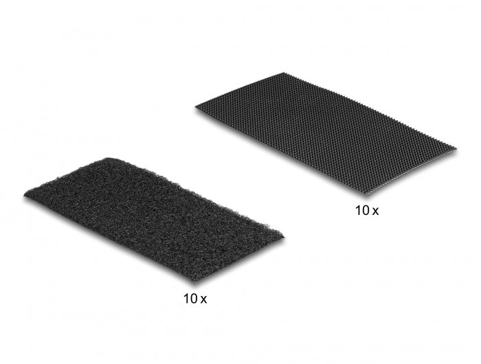 Delock Klettpad selbstklebend mit Haft- und Flauschpad L 100 x B 50 mm Set 10 Stück schwarz